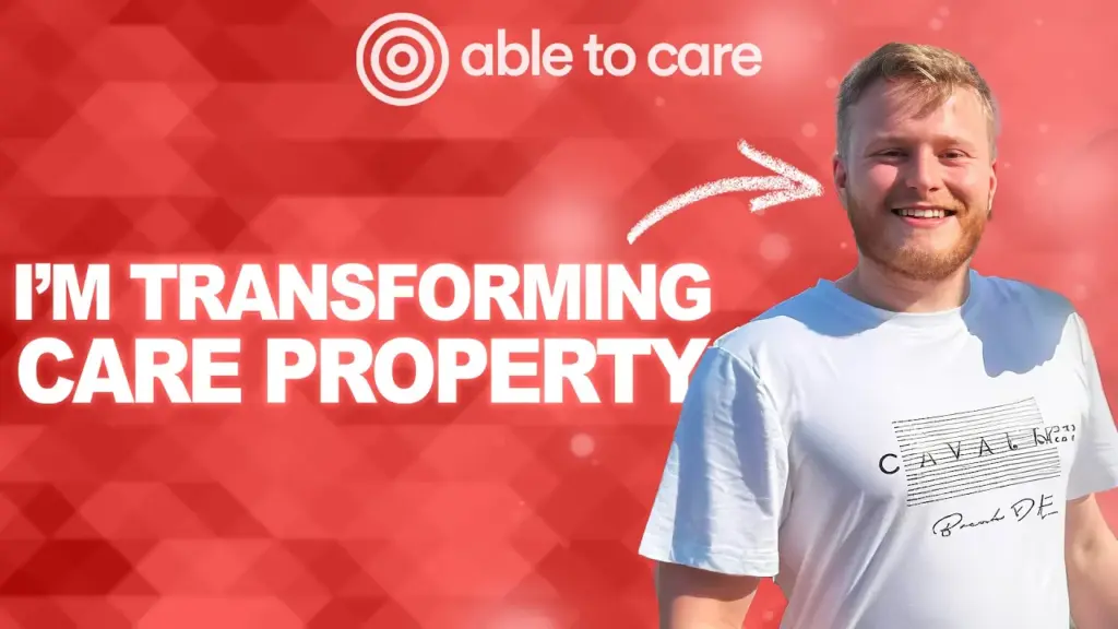 A featured episode image for the Able to Care Podcast showing Ben Gyles against a red background with the Able to Care Podcast logo. The episode explores trauma-informed housing, delayed discharge, staffing pressures, fostering and behaviour support - and why the right home environment can shape wellbeing, recovery and care outcomes.